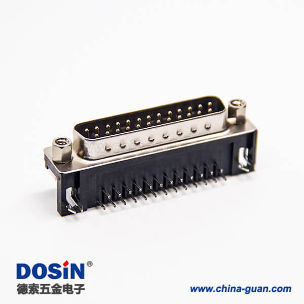19-2 d sub 25pin連接器90度公頭鉚鎖式插板接PCB板