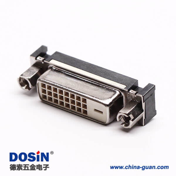 19 dvi接口連接器母頭直式24+1帶螺母穿孔接pcb板