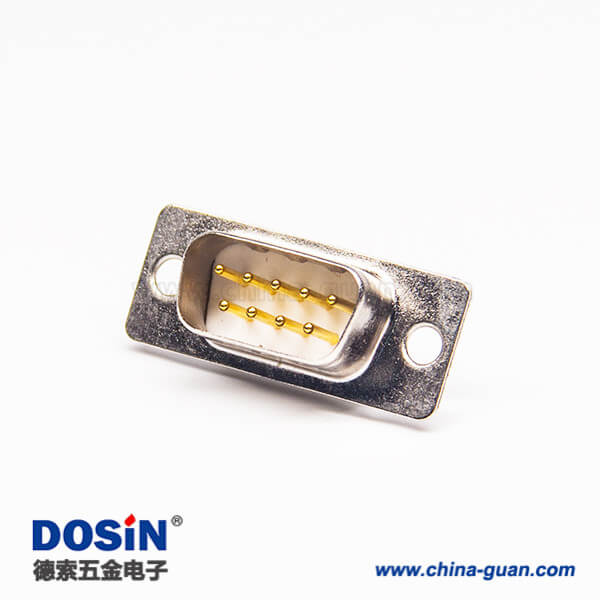 2 D sub連接器直式9pin公頭車針焊接接線白色膠芯