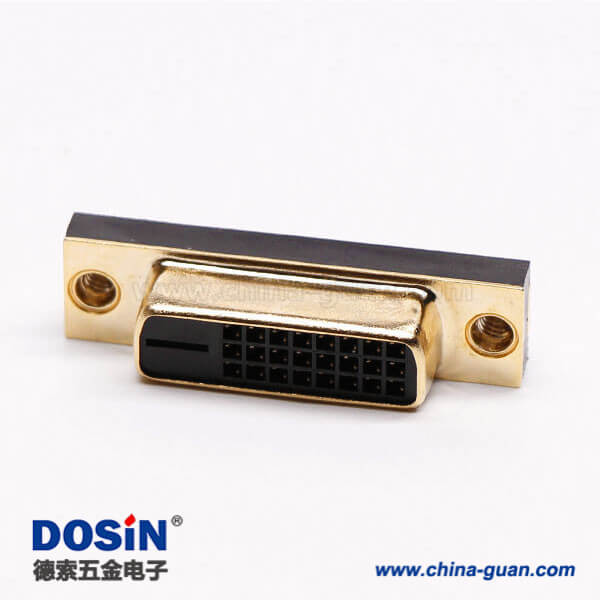 20 dvi-d母直式連接器24+1超薄鍍金黑色膠芯子穿孔
