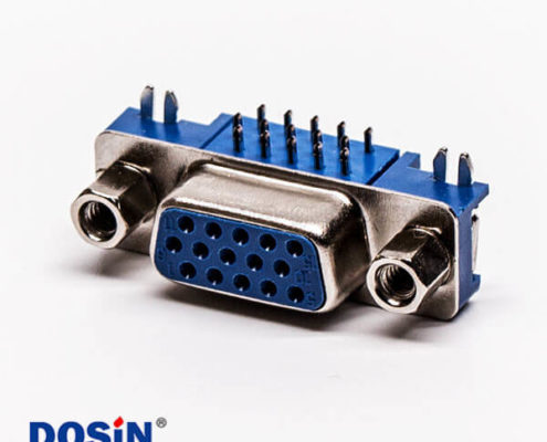 db連接器彎頭藍(lán)色膠芯母頭5.08鉚鎖接pcb板