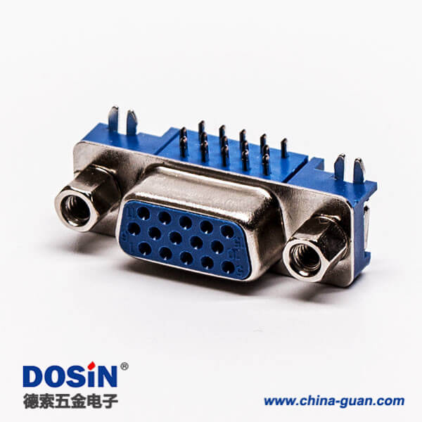 db連接器彎頭藍(lán)色膠芯母頭5.08鉚鎖接pcb板