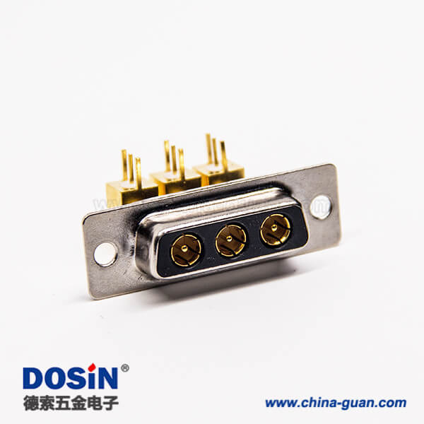 大電流d sub 3w3連接器公頭彎式插PCB板鉚鎖