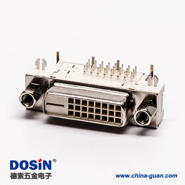 29 直角dvi連接器帶螺母帶魚叉母頭24+1穿孔