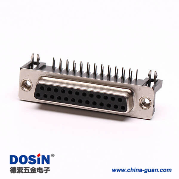 cD-Sub連接封裝25針90°焊板鉚合接PCB板