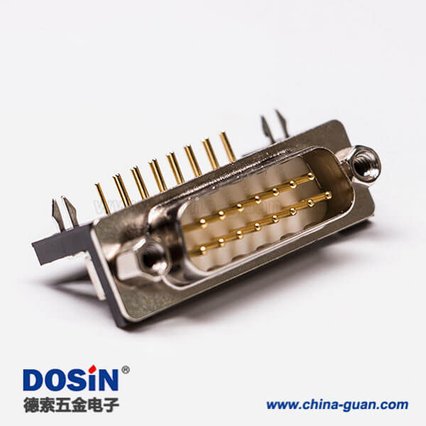 3 彎腳公頭DB15插座車針型連接器穿孔接PCB板