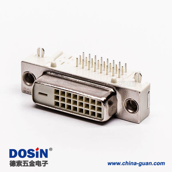 30 dvi接口母頭彎角插板帶魚叉24+1接PCB板