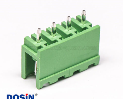 綠色端子排4芯直式綠色穿孔式PCB板綠色接線端子