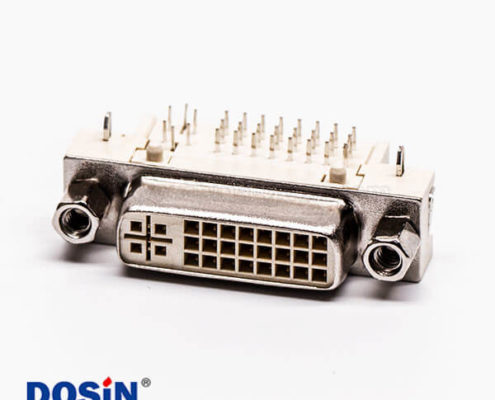 連接器dvi24+5彎頭帶螺母插板母頭帶魚叉