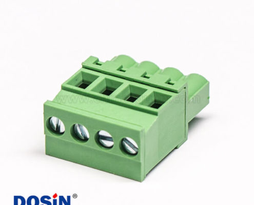 插拔接線端子直式帶4個螺釘式的插拔式接線端子綠色