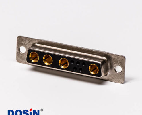 大電流9w4 d sub直式母頭焊線式車針鉚合連接器