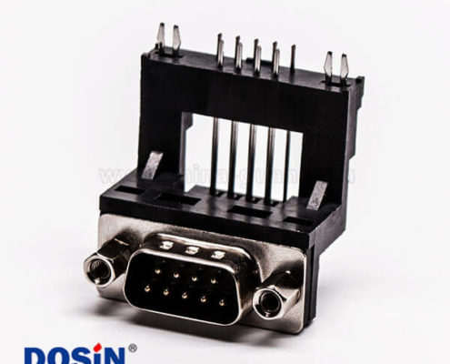 D-Sub 9P公頭彎式高架無鹵黑膠接PCB板連接器