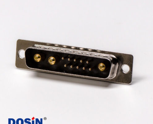 dsub 線焊接13w3大電流公座直式黑膠防火帶鉚合連接器