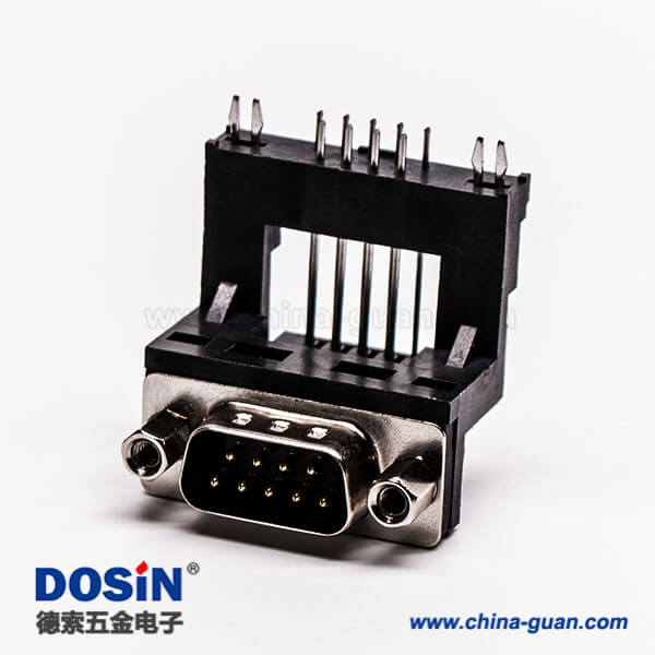 D-Sub 9P公頭彎式高架無(wú)鹵黑膠接PCB板連接器