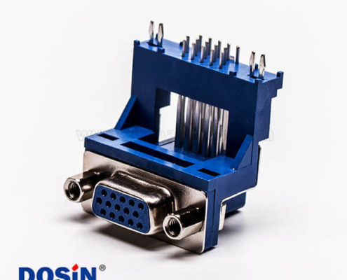 d-sub hd接口彎式母頭高架帶框單加強(qiáng)筋接pcb板