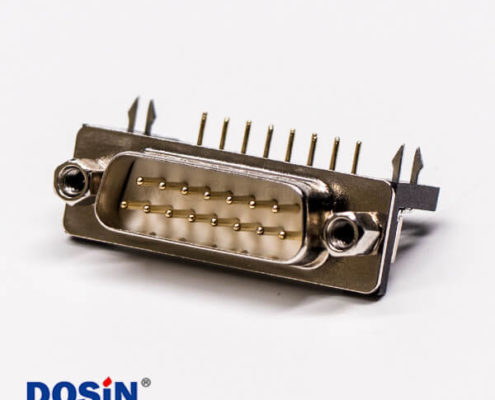 dsub15針接線公座90°焊板白膠車針魚叉腳鉚鎖鍍金接PCB板