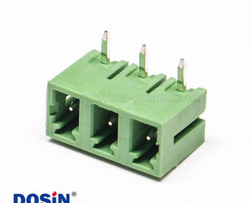 3pin綠色端子90度彎式PCB板穿孔式插拔式對接端子