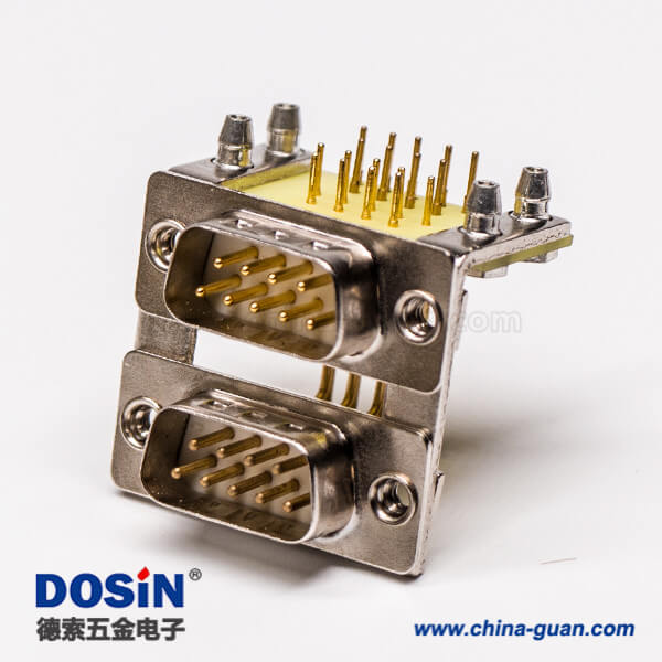 52 D-SUB雙胞胎9公對(duì)9公彎式插板穿孔19.05鉚鎖接PCB板