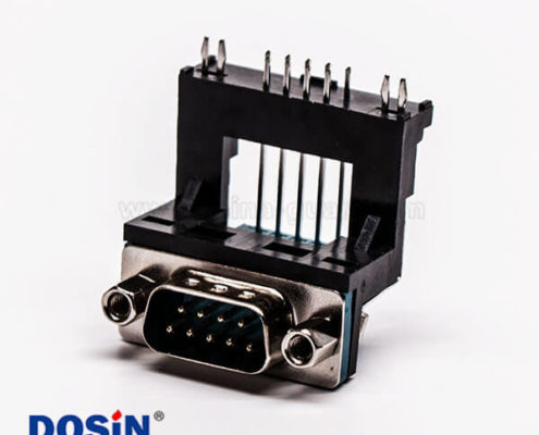 D-Sub連接器9針公對高架5.8鉚鎖黑膠接PCB板
