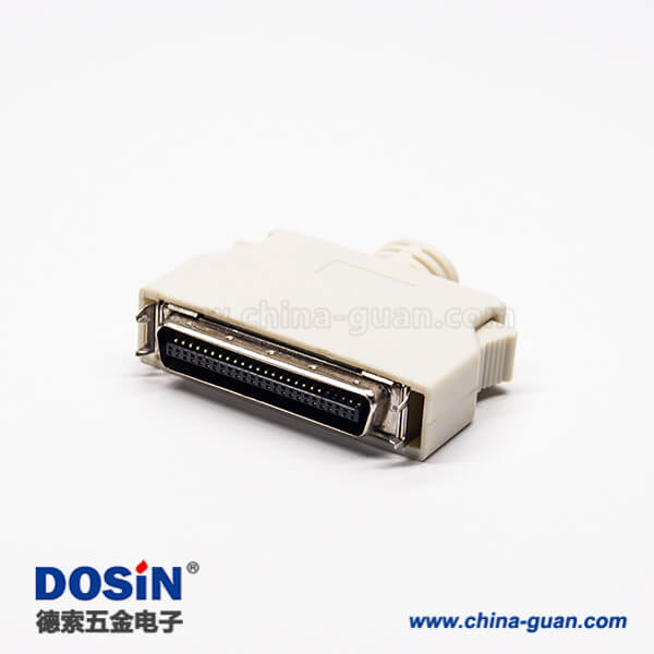 6 50Pin公頭連接器直式按鍵式SCSI連接器帶塑料外殼