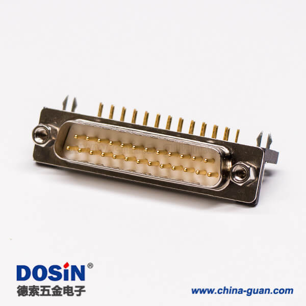 61 db25接口公頭彎式塑料支架鉚鎖插孔接PCB板
