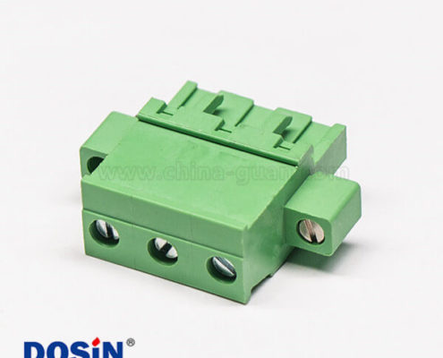 插拔式端子排直式穿孔螺母鎖緊帶螺絲綠色端子接線