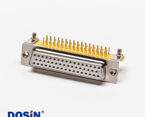 高密度插針db50針母頭彎式車針帶支架鉚鎖插孔接PCB板