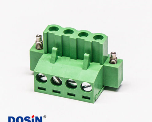 綠色插拔歐式端子直式插孔兩螺絲鎖緊端子接線