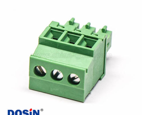 綠色插接端子直式插拔式壓接接線三螺絲穿孔式插板