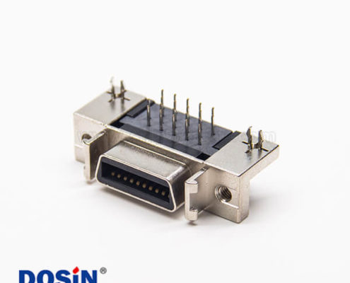 scsi母連接器20針90度鉚鎖式插PCB板帶魚叉腳