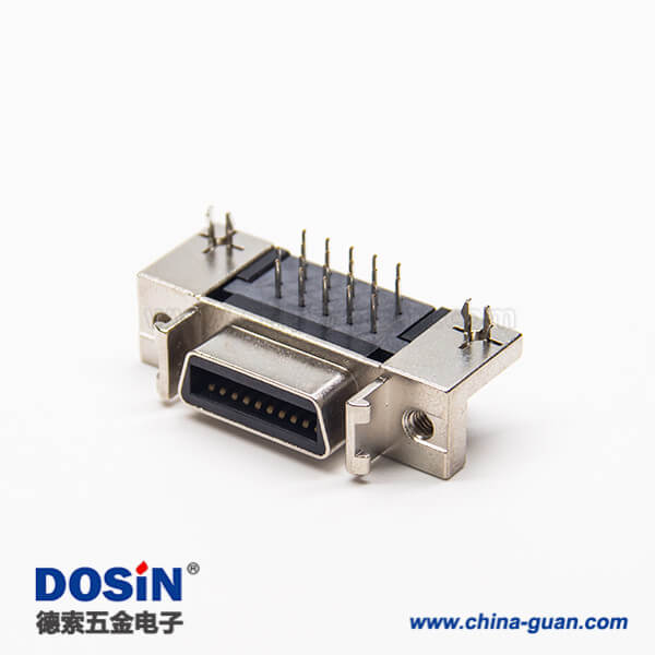 8 scsi母連接器20針90度鉚鎖式插PCB板帶魚叉腳