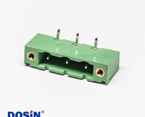 插拔式端子臺(tái)3芯2孔法蘭安裝直式綠色端子座
