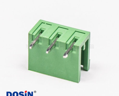插拔式接線端子彎針3芯穿孔式PCB板安裝綠色端子接線