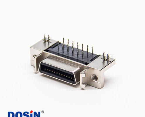 scsi連接器pcb封裝彎頭26針母頭帶魚叉腳插PCB板