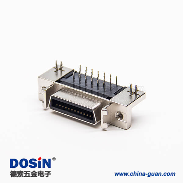 9 scsi連接器pcb封裝彎頭26針母頭帶魚叉腳插PCB板