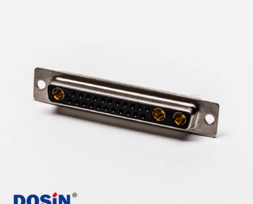 大電流連接器 D-SUB 25W3直式插孔光孔鉚合母座接PCB