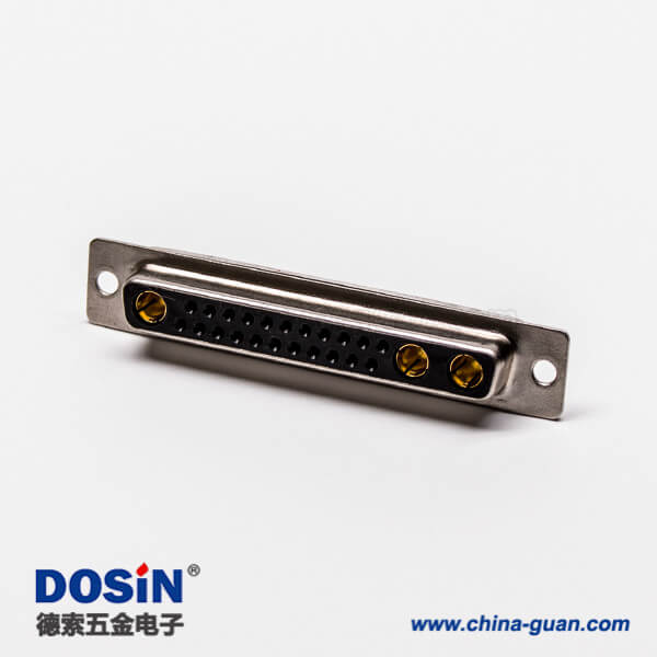 大電流連接器 D-SUB 25W3直式插孔光孔鉚合母座接PCB