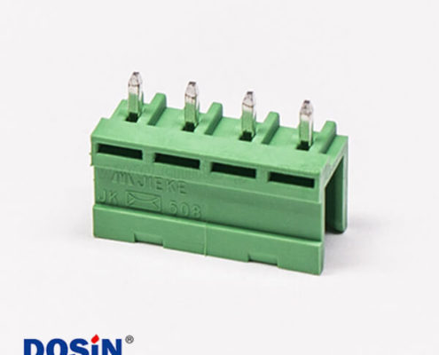 PCB插拔式接線端子4芯直式穿孔插板式PCB板安裝綠色