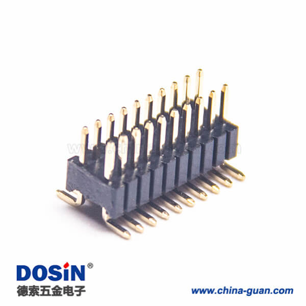 5pcs電子元件排針連接器雙排單塑彎腳排針間距1.27mm