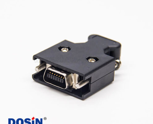 螺絲式SCSI連接器直式公頭14pin黑色塑料殼