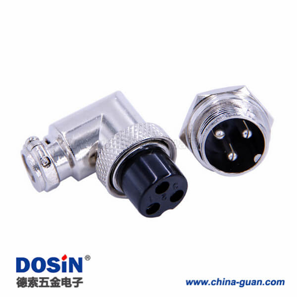 18-1 GX16 3芯彎式連接器母頭公座板端接線