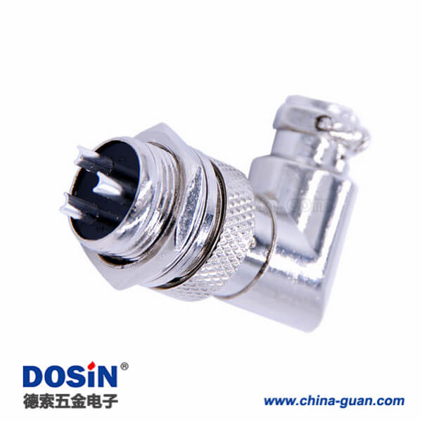 18-2 GX16 3芯彎式連接器母頭公座板端接線