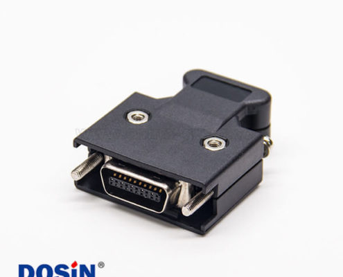 scsi連接器20p公頭MDR黑色塑料外殼螺絲式焊接接線