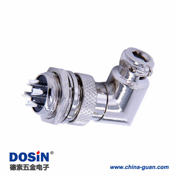 19 GX16 4芯防水插頭插座連接器彎式穿墻式航空頭