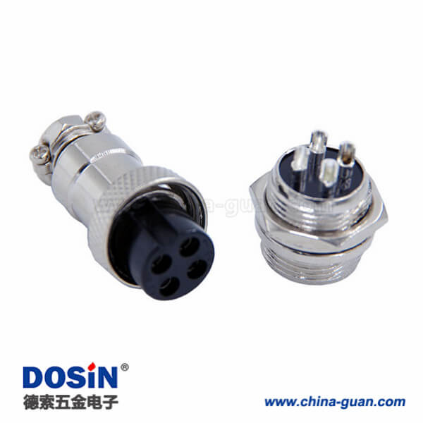 2 GX16 4芯航空連接器直式電纜式母頭公座