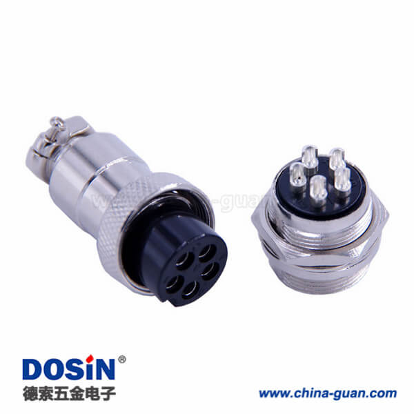 27 5芯GX20圓形連接器直式公插座母插頭