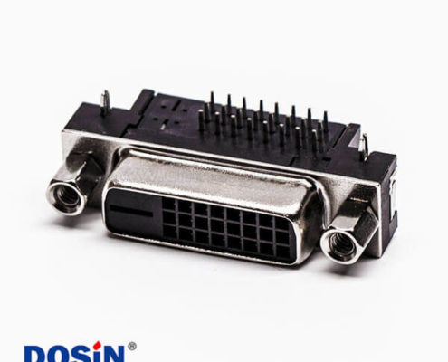 24+1dvi接口D型母頭帶螺母彎角插板黑色膠芯帶魚叉