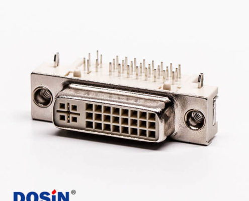 dvi接口24+5彎角母頭插板帶魚叉白色膠芯