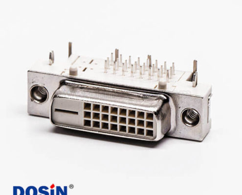 dvi彎母頭插板24+1白色膠芯接PCB板