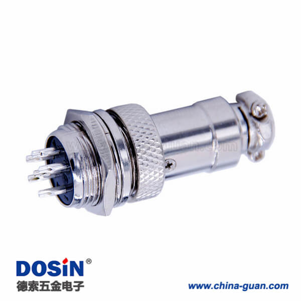 4-2 6芯航空插頭GX16直式螺紋連接式航空頭